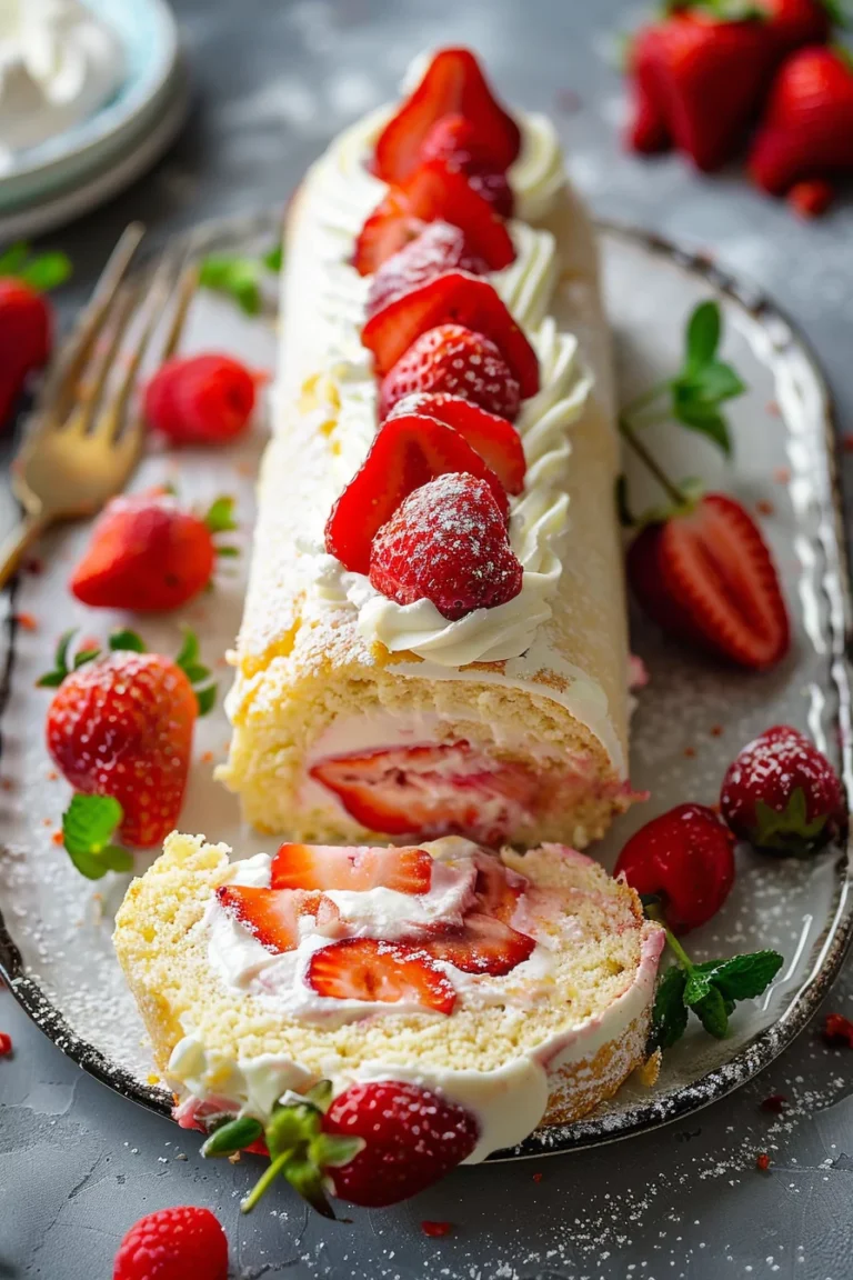 Strawberry Shortcake Cheesecake Dessert Roll