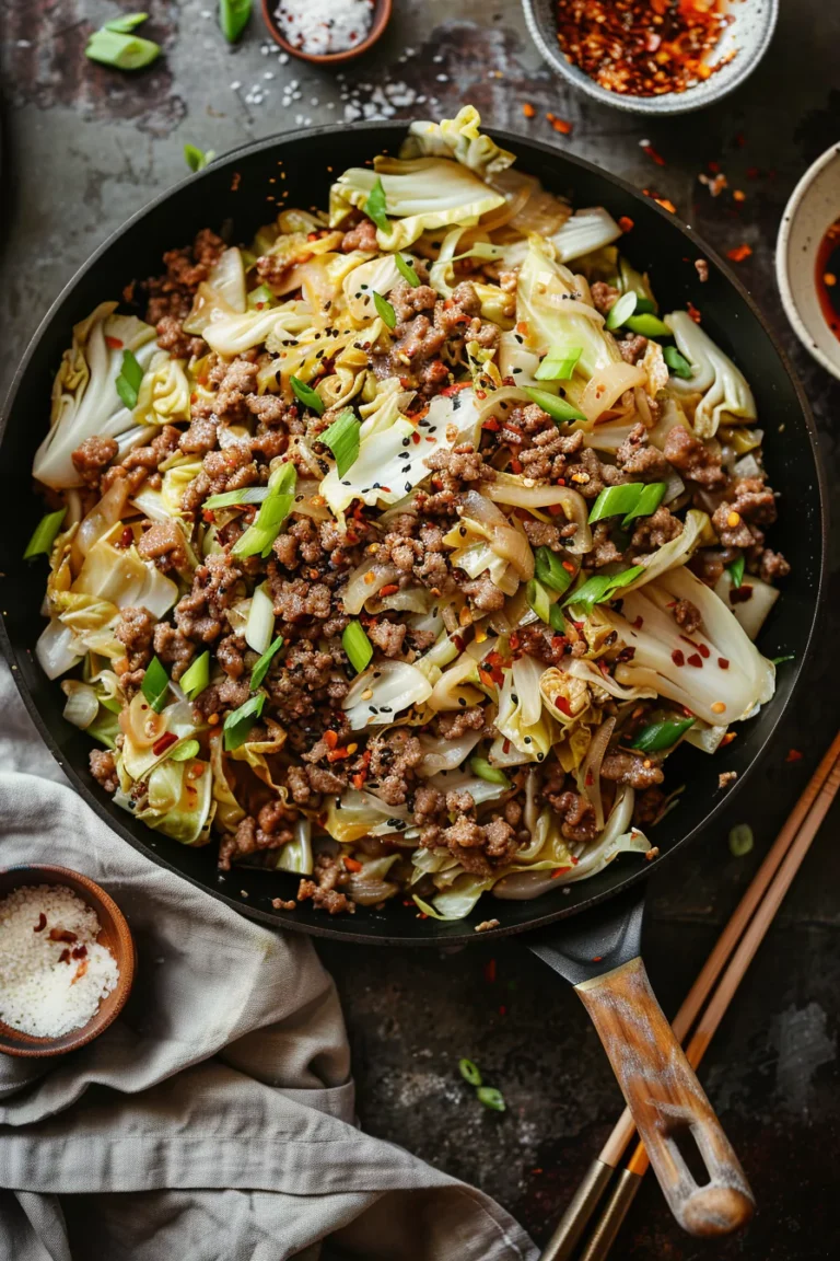Chinese Ground Beef and Cabbage Stir-Fry