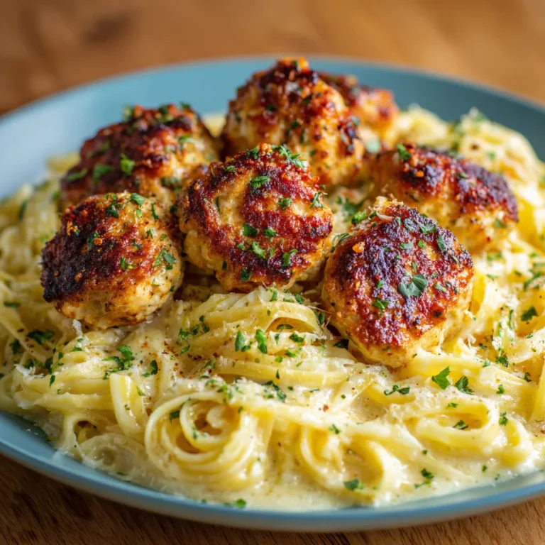 Garlic Butter Chicken Balls with Creamy Parmesan Pasta – A Flavor-Packed Family Favorite