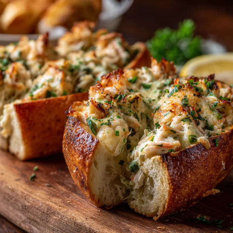 Garlic Seafood-Stuffed Bread Boats