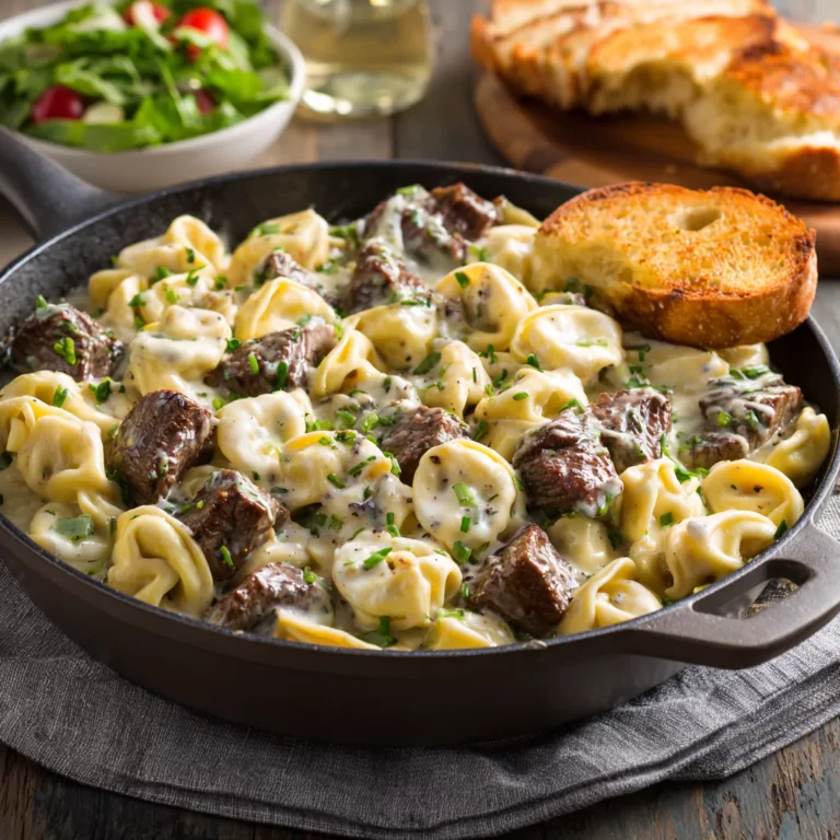 Garlic Steak & Cheese Tortellini Skillet – Comfort in One Hearty Dish!