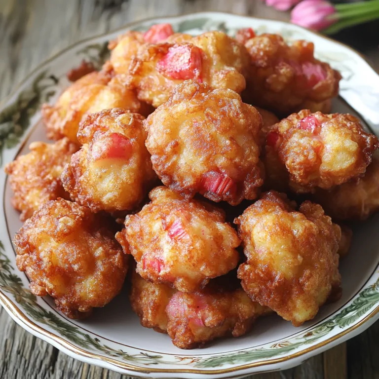 Crispy Rhubarb Fritters with Powdered Sugar
