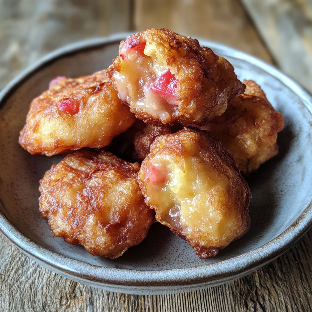 Crispy Rhubarb Fritters with Powdered Sugar
