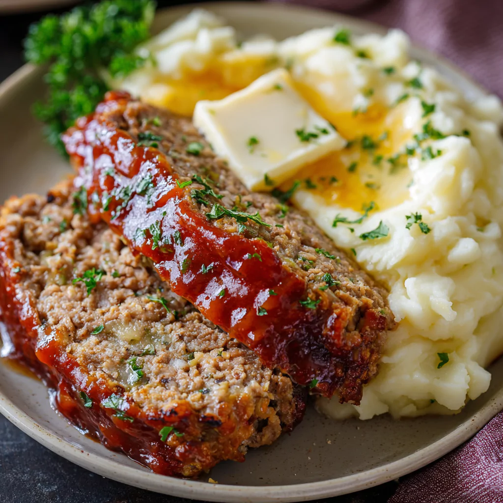 Classic Meatloaf with Creamy Mashed Potatoes