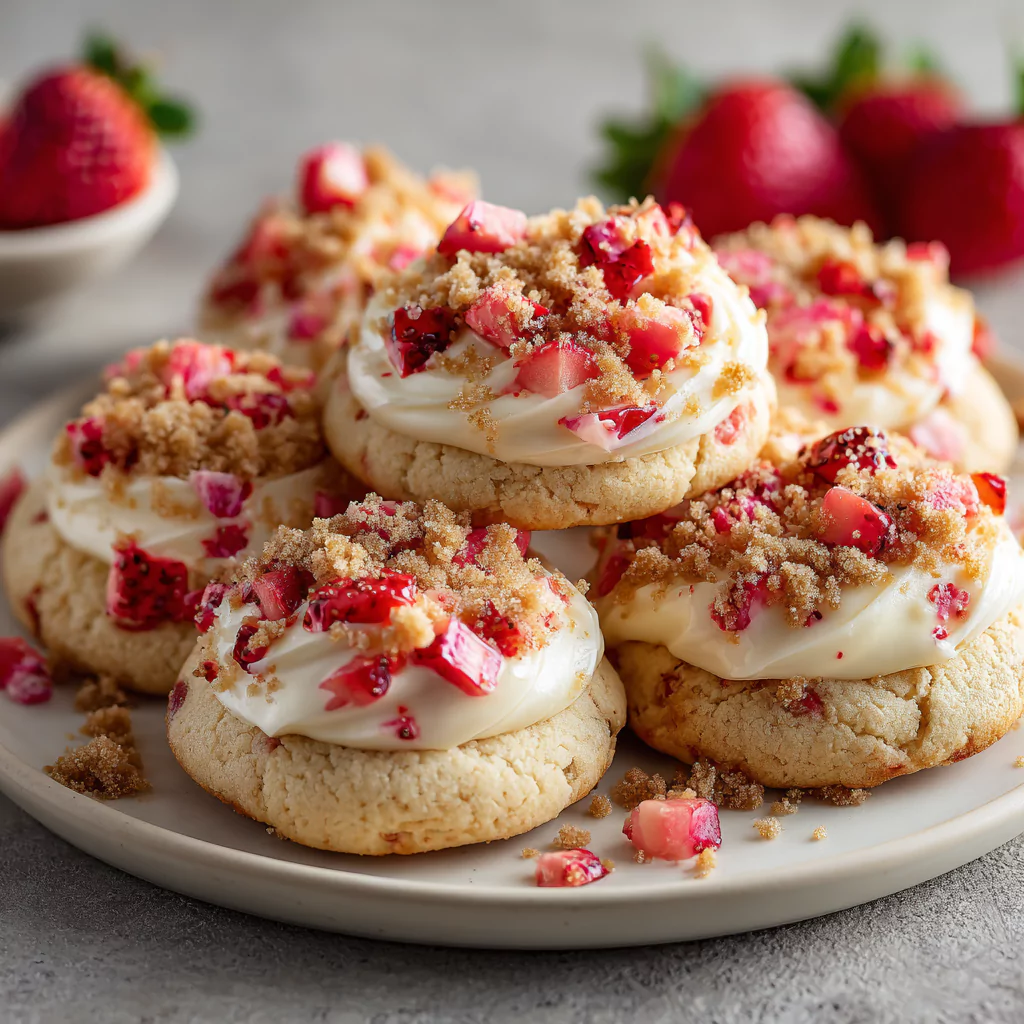 Strawberry Cheesecake Crumble Cookies