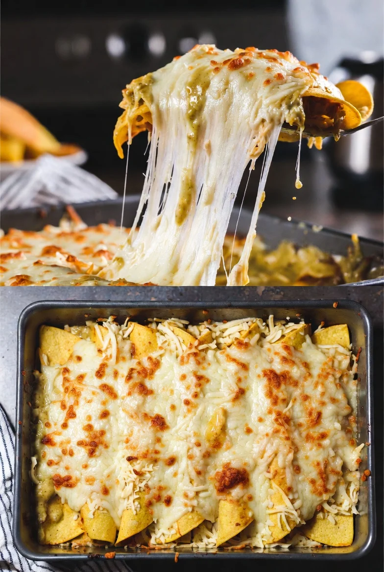 Creamy Green Chile Chicken Enchilada Casserole Recipe