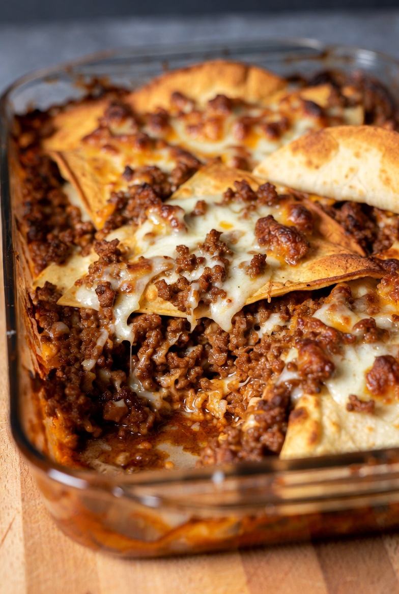 Easy Beef Burrito Casserole Bake