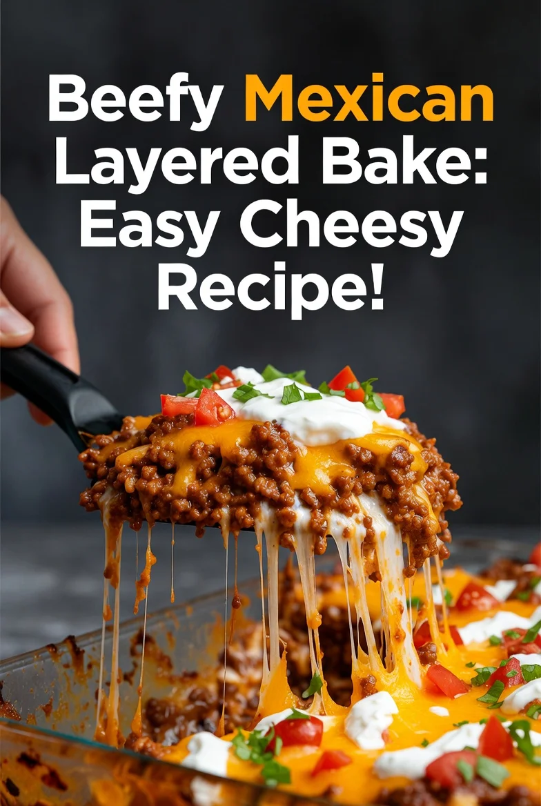 Beefy Mexican Layered Bake: Easy Cheesy Recipe!