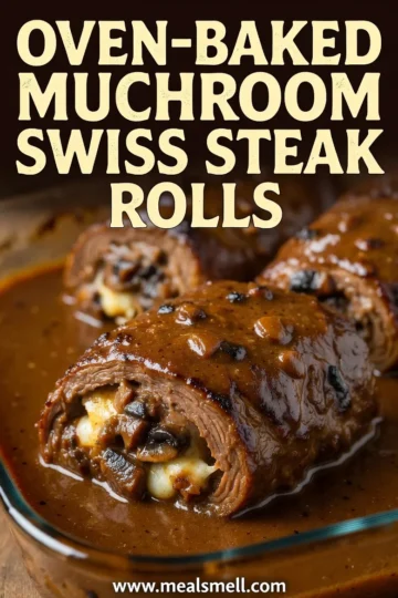 Oven-Baked Mushroom Swiss Steak Rolls Recipe.