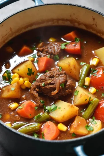 Vegetable Beef Soup: Hearty Comfort in One Pot.