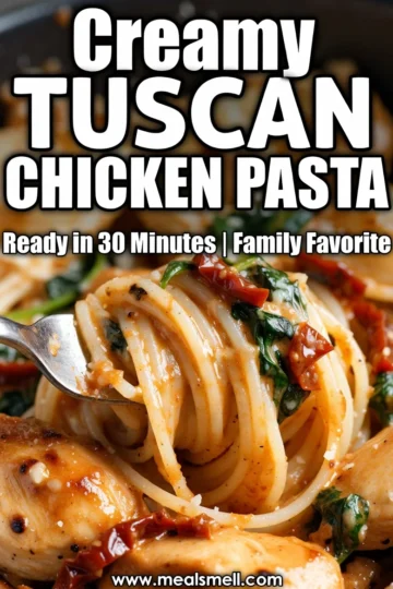 Tuscan Chicken Pasta, A creamy one-pan dinner.