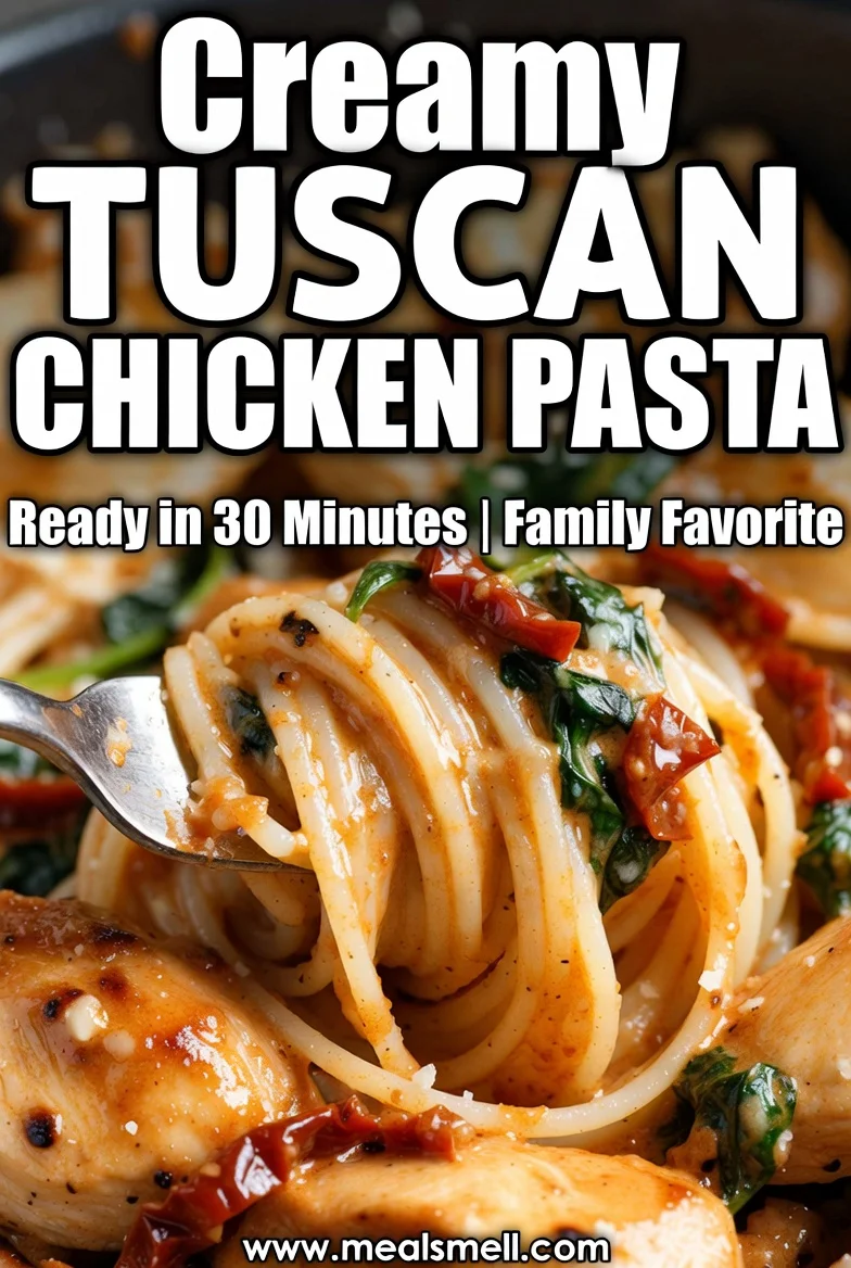 Tuscan Chicken Pasta, A creamy one-pan dinner.
