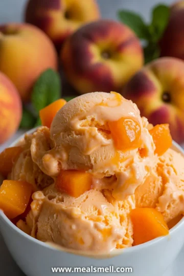 Easy No-Churn Peach Ice Cream Recipe (Only 4 Ingredients!)