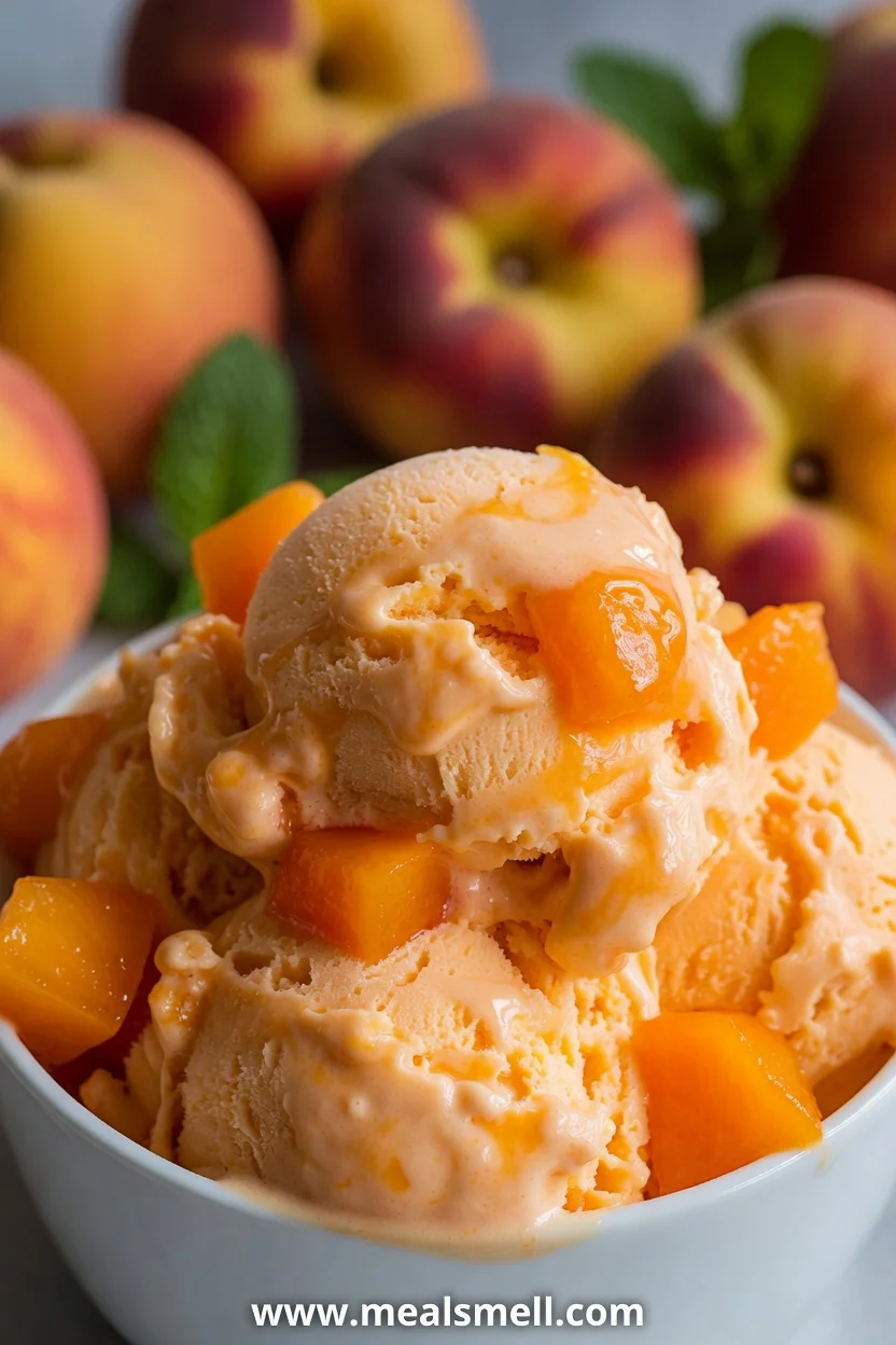 Easy No-Churn Peach Ice Cream Recipe (Only 4 Ingredients!)