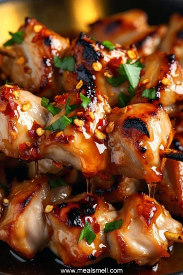 Sticky Sweet & Spicy Hot Honey Chicken Skewers Family Favorite