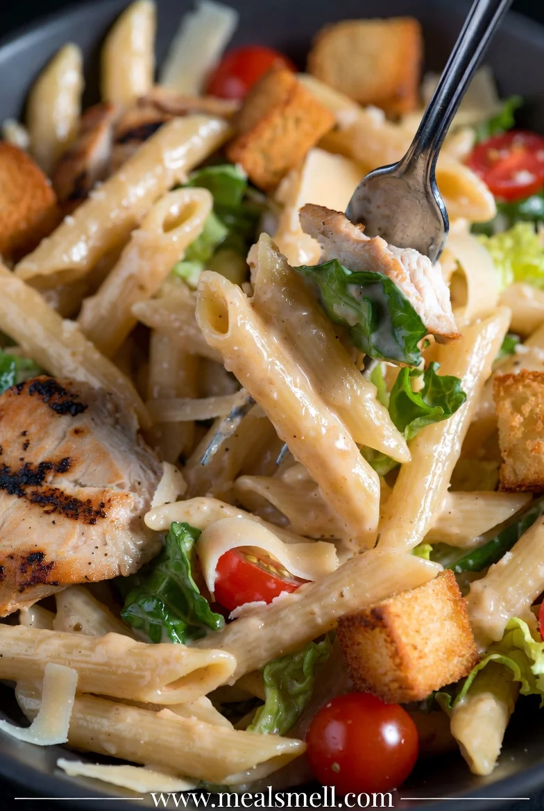Easy Chicken Caesar Pasta Salad: A 15-Minute Meal.