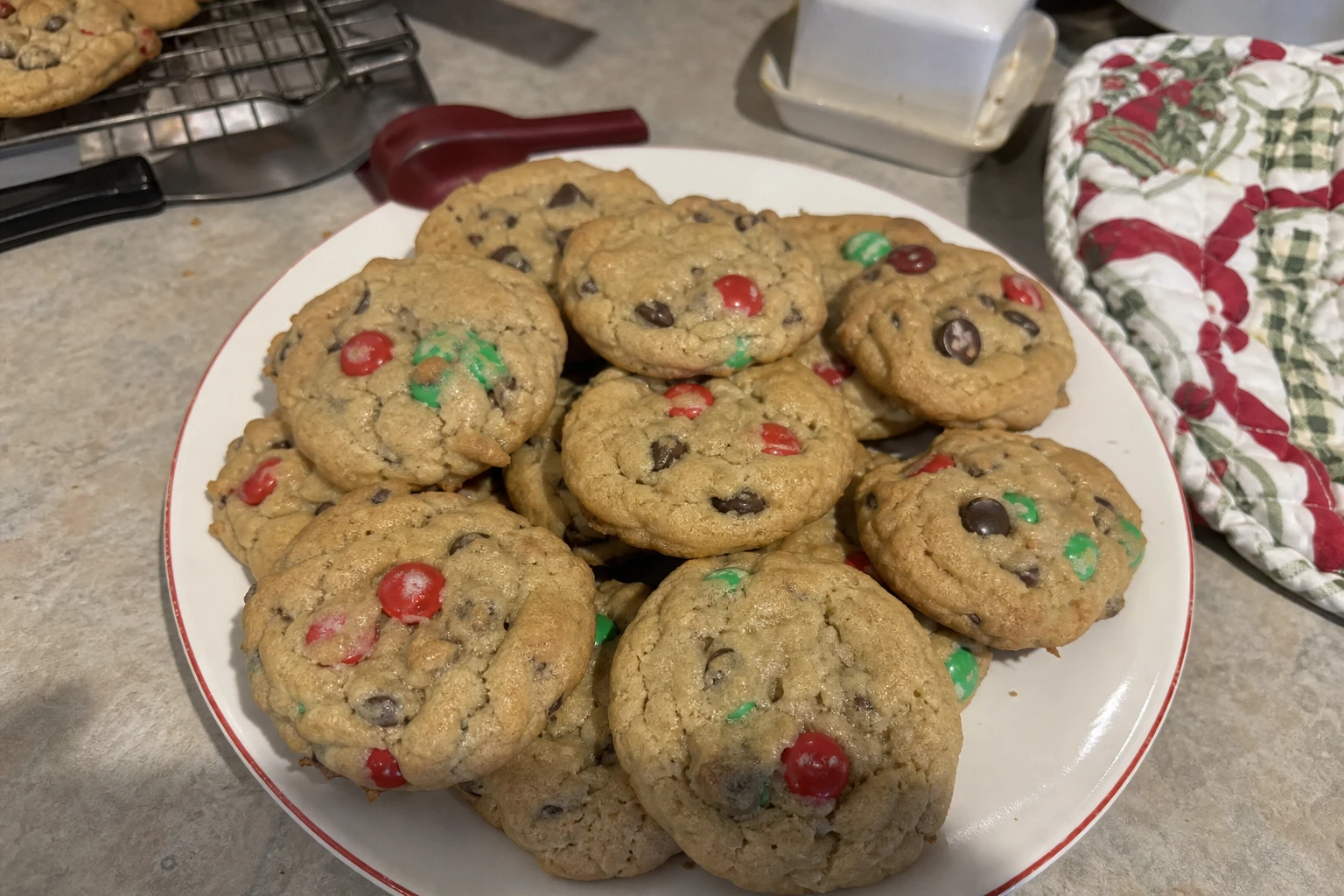 A close-up of gooey chocolate chunks melting in a cookie