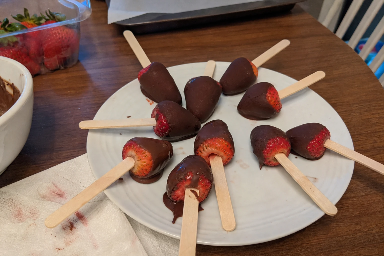 Frozen Chocolate-Covered Strawberry Pops