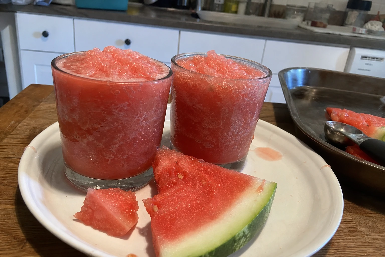 Refreshing summer beverage served in clear glasses
