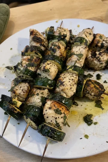 Grilled Lemon Basil Chicken and Zucchini Skewers