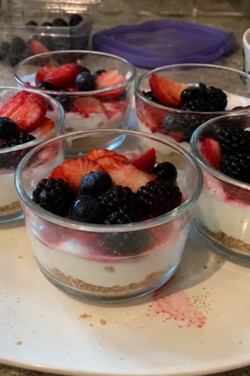 No-Bake Cheesecake Cups with Mixed Summer Berries