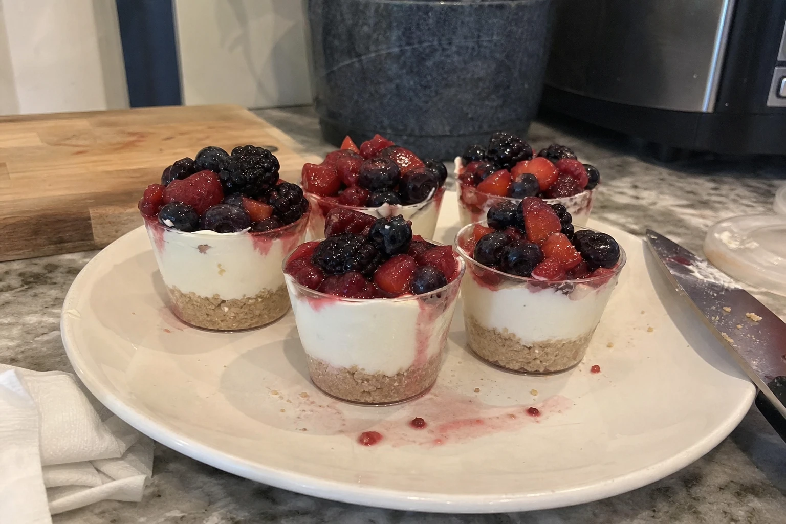 No-Bake Cheesecake Cups with Mixed Summer Berries