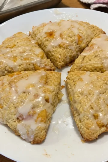 Peach Scones With Almond Glaze
