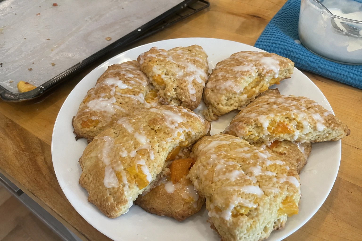 Peach Scones With Almond Glaze