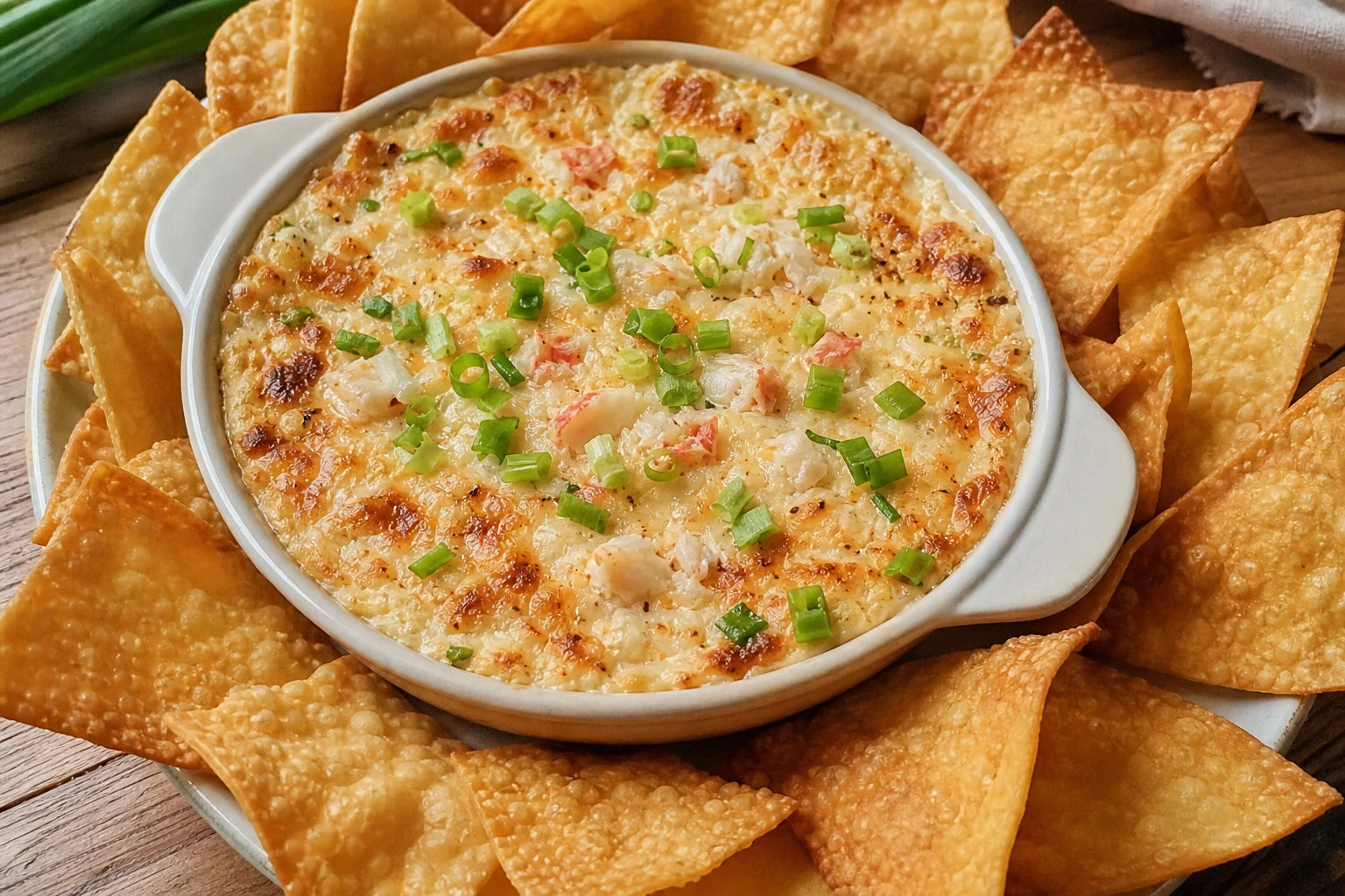 Crab Rangoon Dip with Won Ton Chips