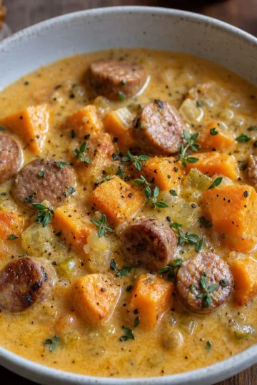 Creamy Sweet Potato and Sausage Soup