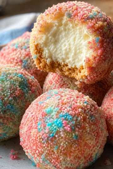 Crispy Cotton Candy Cheesecake Bombs